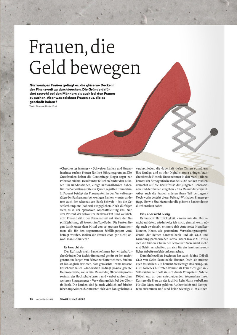 Illustration Claudine Etter fuer ABS Bank: Frauen und Geld