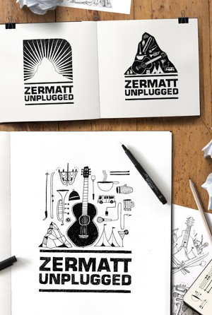 Illustrationen von Label und Icons für Zermatt Unplugged